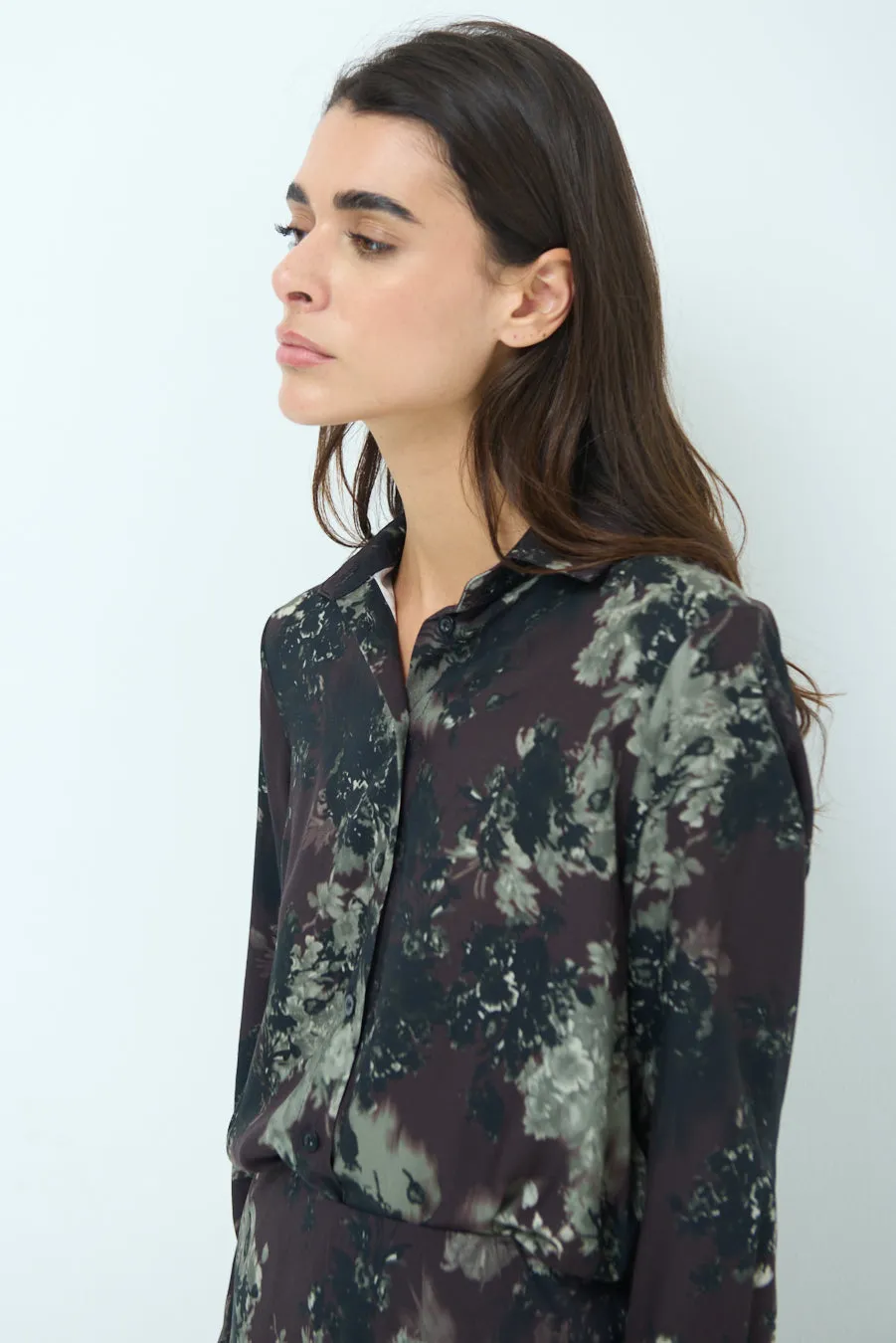 Abstract print collared blouse wholesale