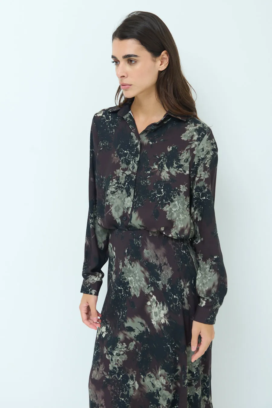 Abstract print collared blouse wholesale