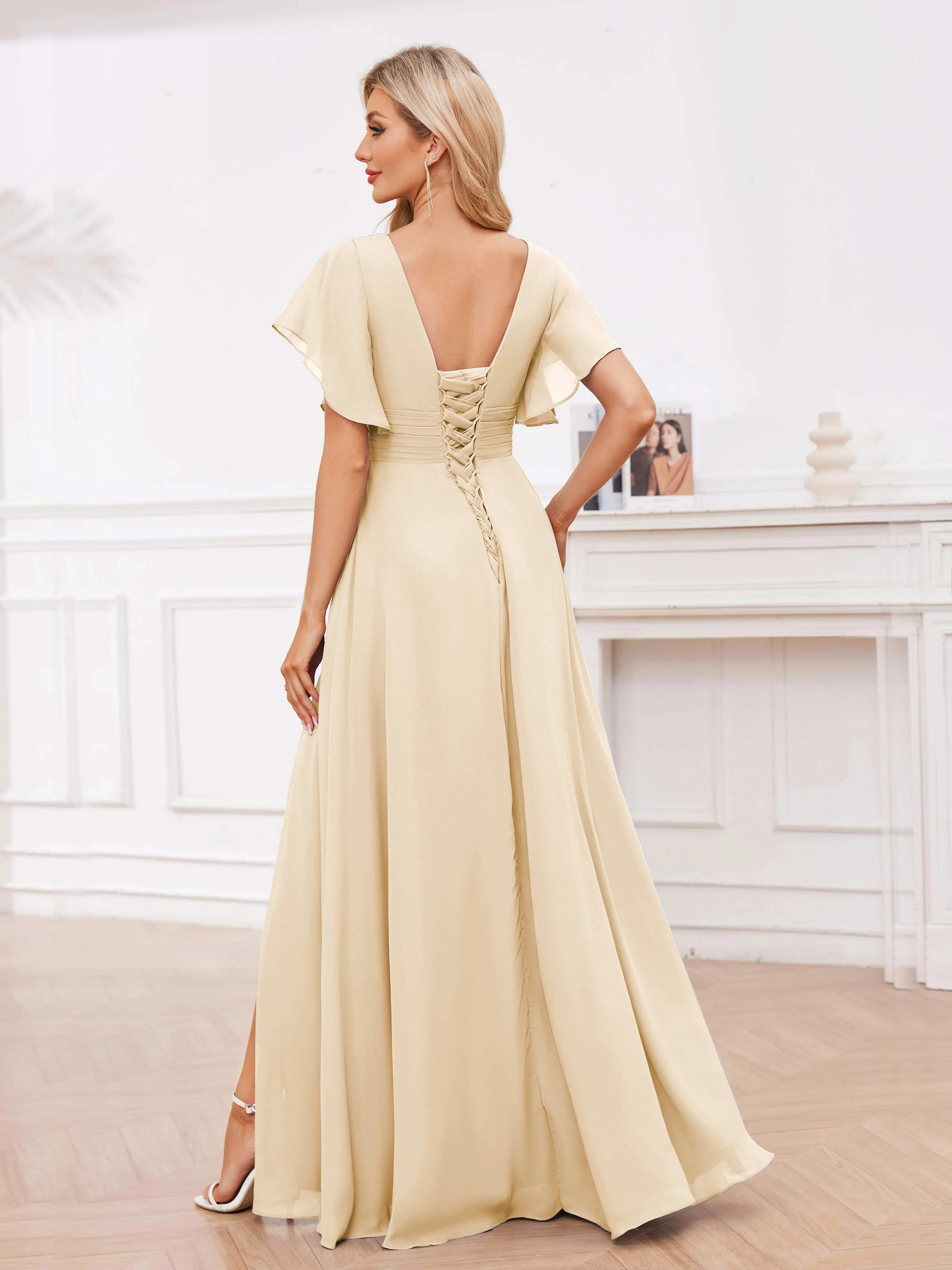 Adrianna Flowing A-Line Pleated Long Chiffon Bridesmaid Dresses