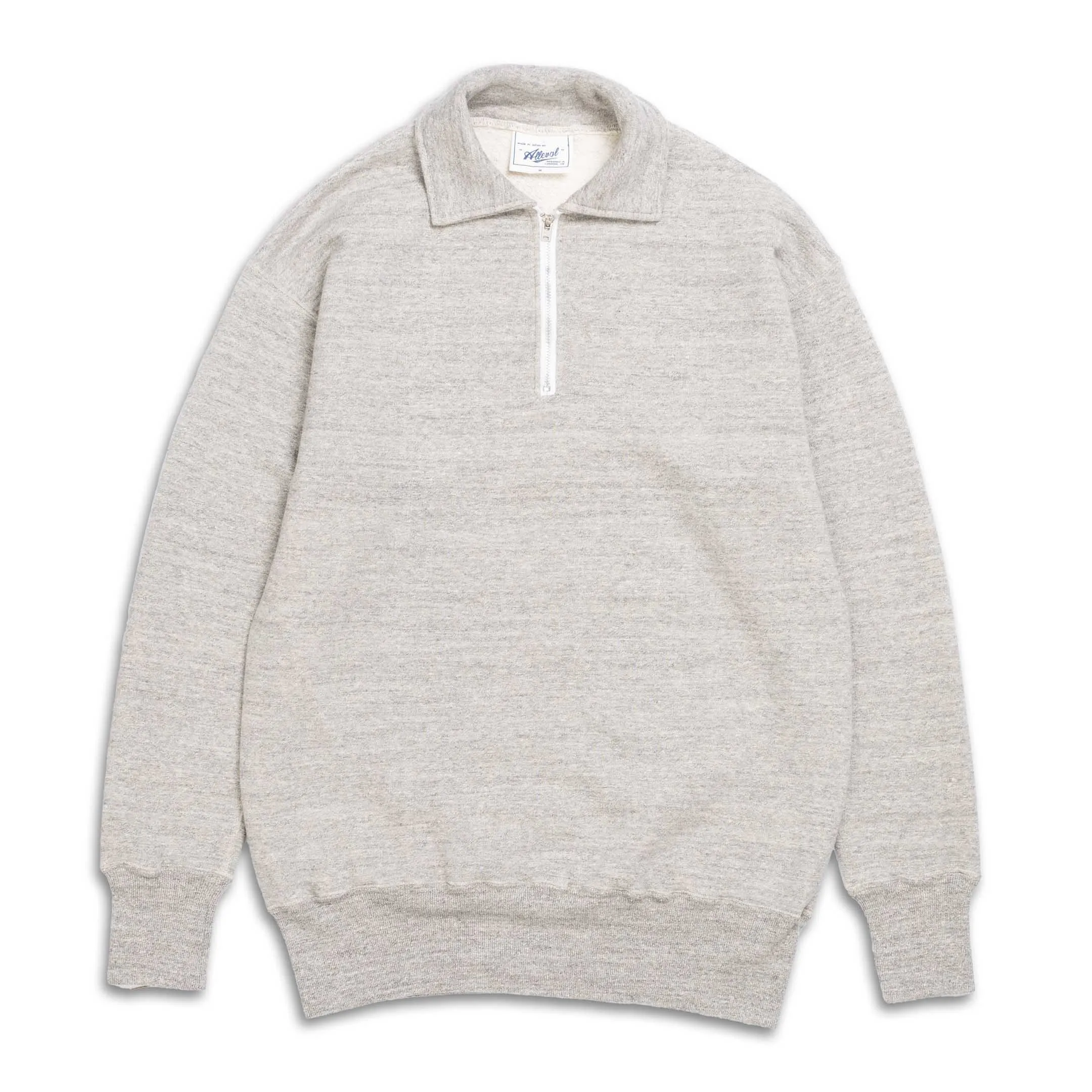 Allevol Loopwheel Quarter Zip Sweatshirt Grey