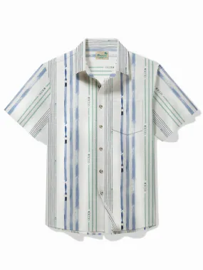 Alohadaddy Basic Stripe Art Men's Hawaiian Shirt Easy Care Pocket Camp Shirt