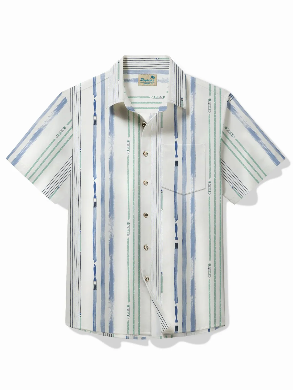 Alohadaddy Basic Stripe Art Men's Hawaiian Shirt Easy Care Pocket Camp Shirt