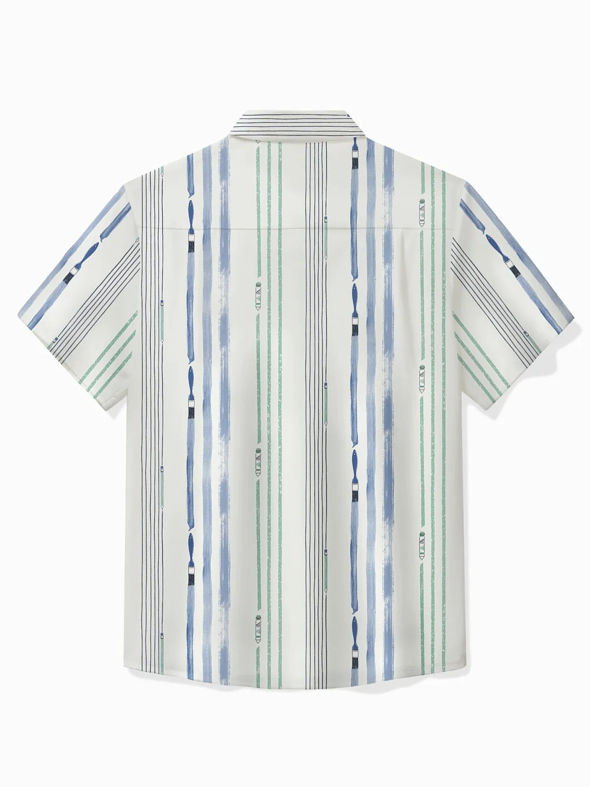 Alohadaddy Basic Stripe Art Men's Hawaiian Shirt Easy Care Pocket Camp Shirt