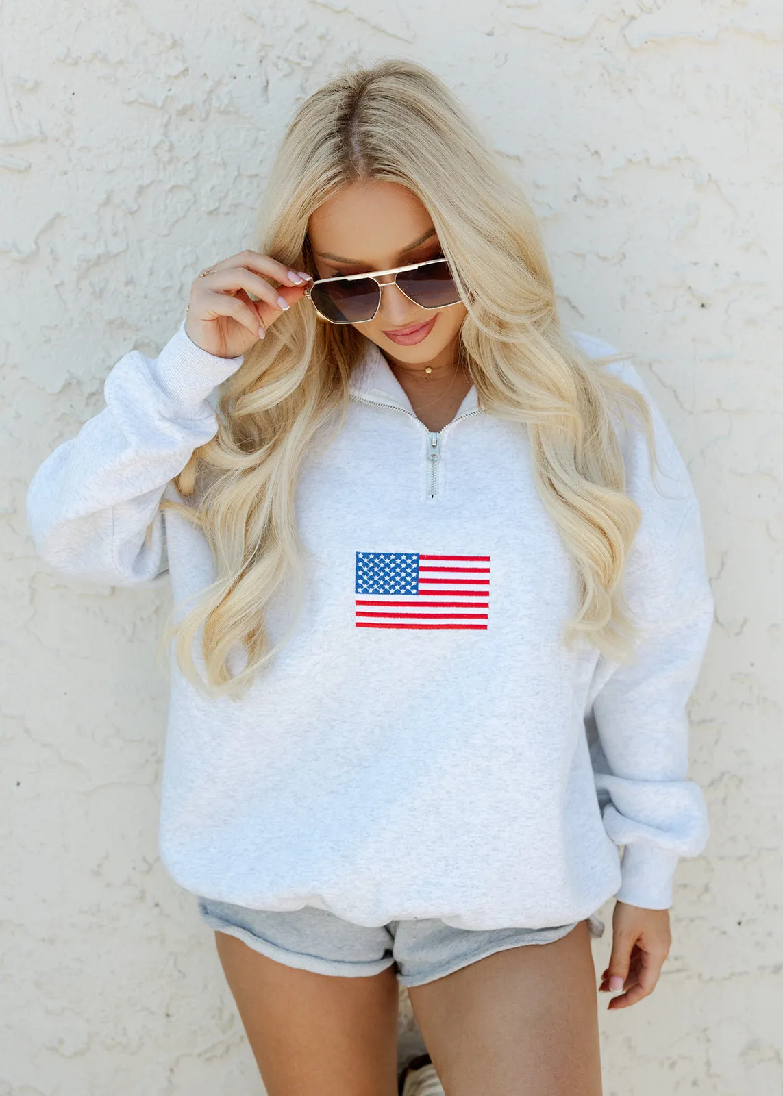 American Flag Quarter Zip Pullover