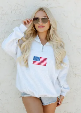 American Flag Quarter Zip Pullover