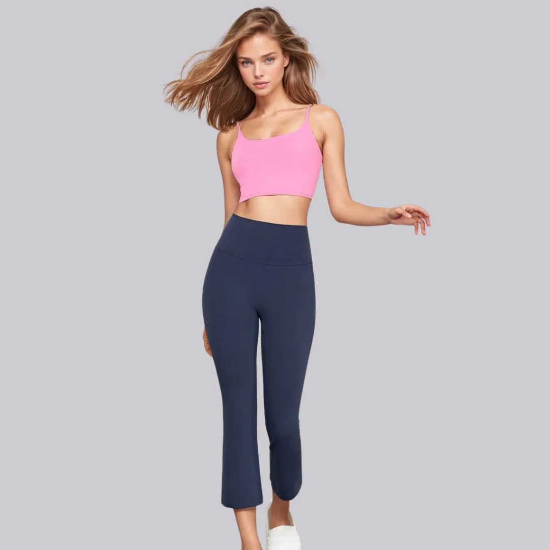 Ankle Length Flare Pants - Navy Blue