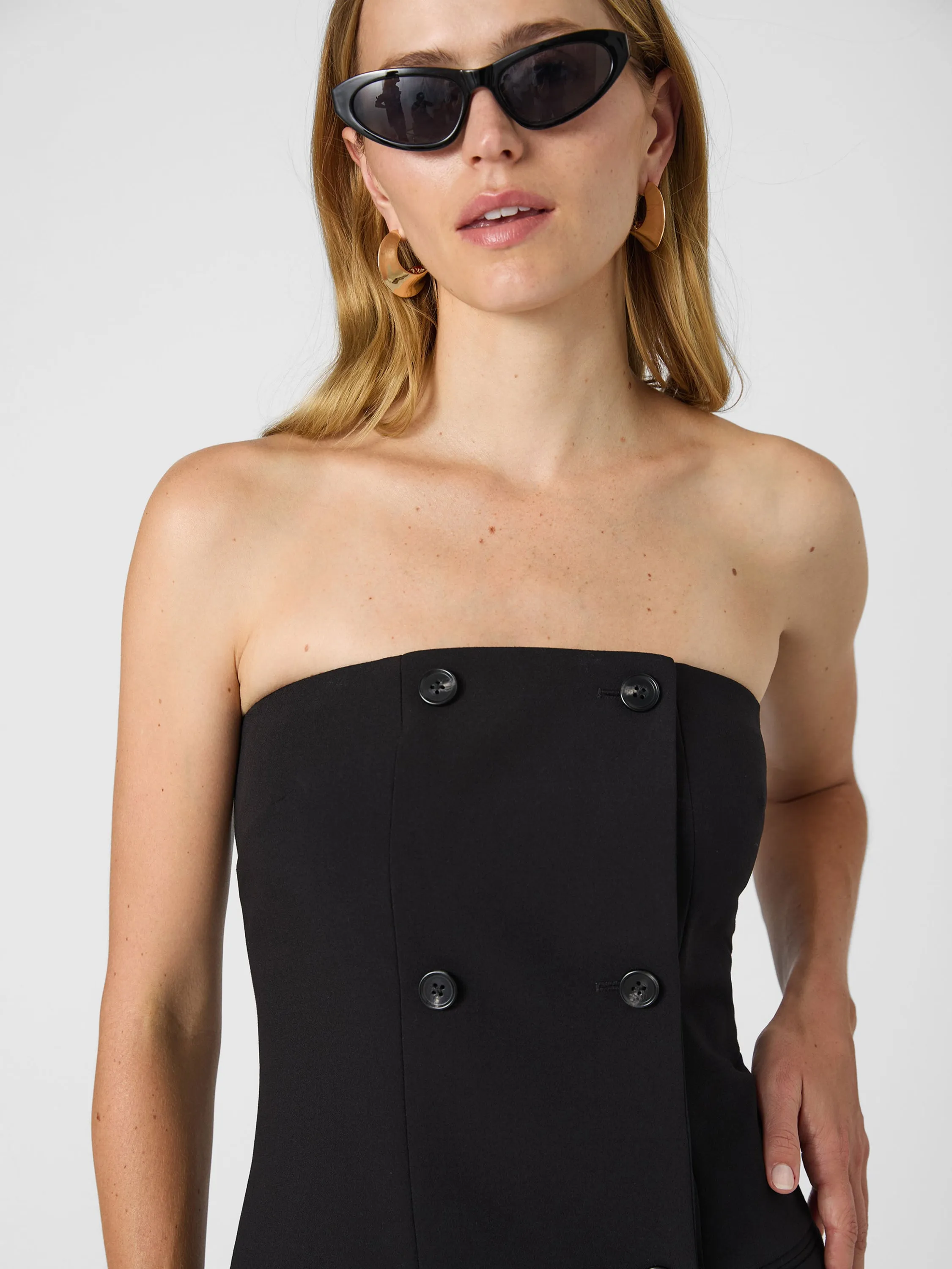 Azra Twill Strapless Mini Dress