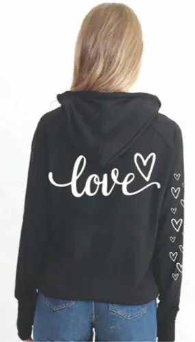 Bird & Vine Love Cursive Zip Hoodie