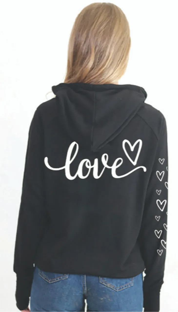 Bird & Vine Love Cursive Zip Hoodie