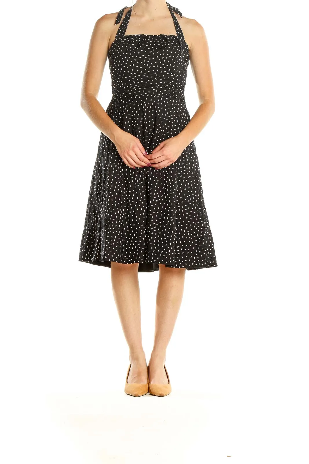 Black Polka Dot Retro Halter Fit & Flare Dress