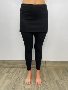 Black Skirted Full Length Legging