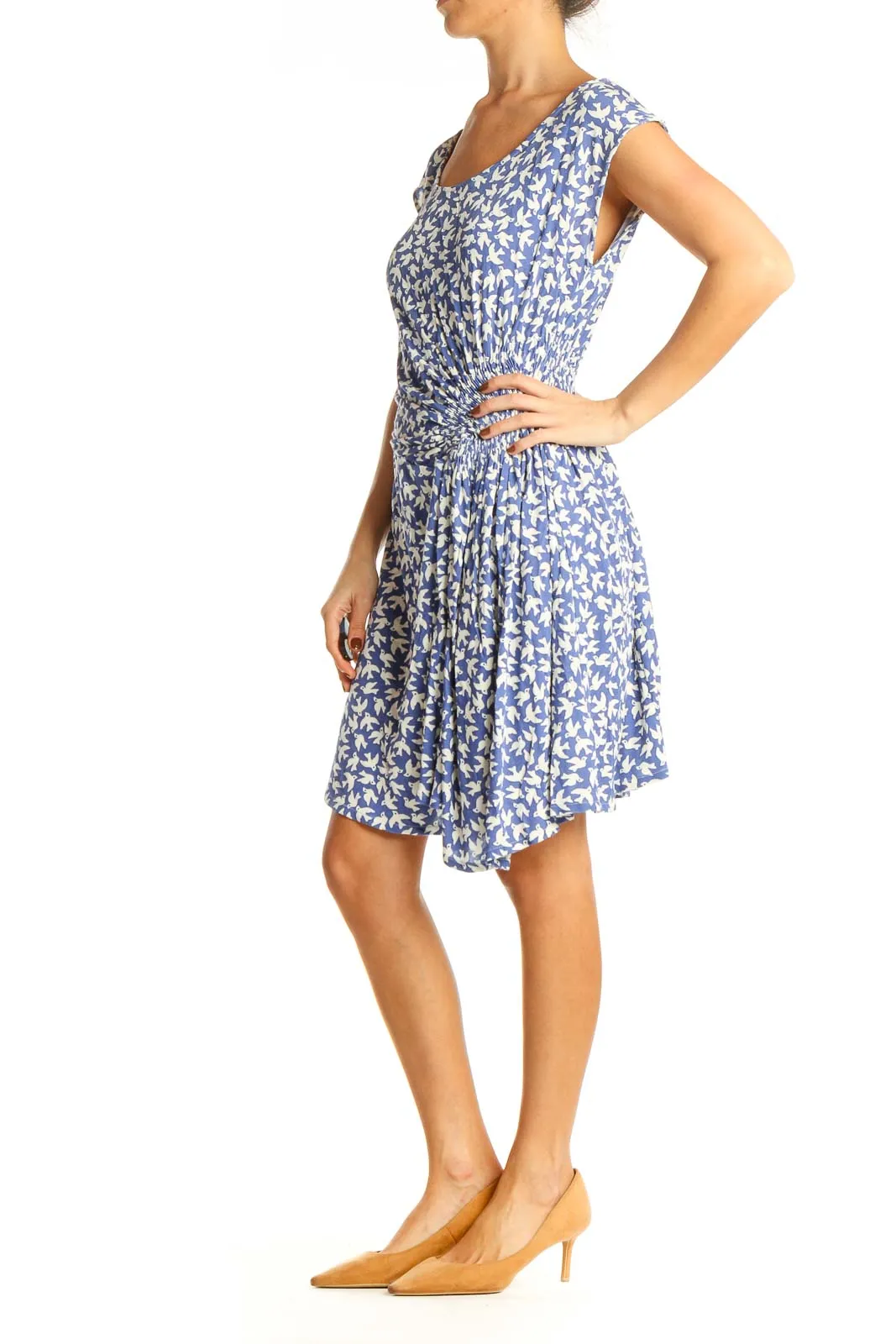 Blue Graphic Print Day Fit & Flare Dress