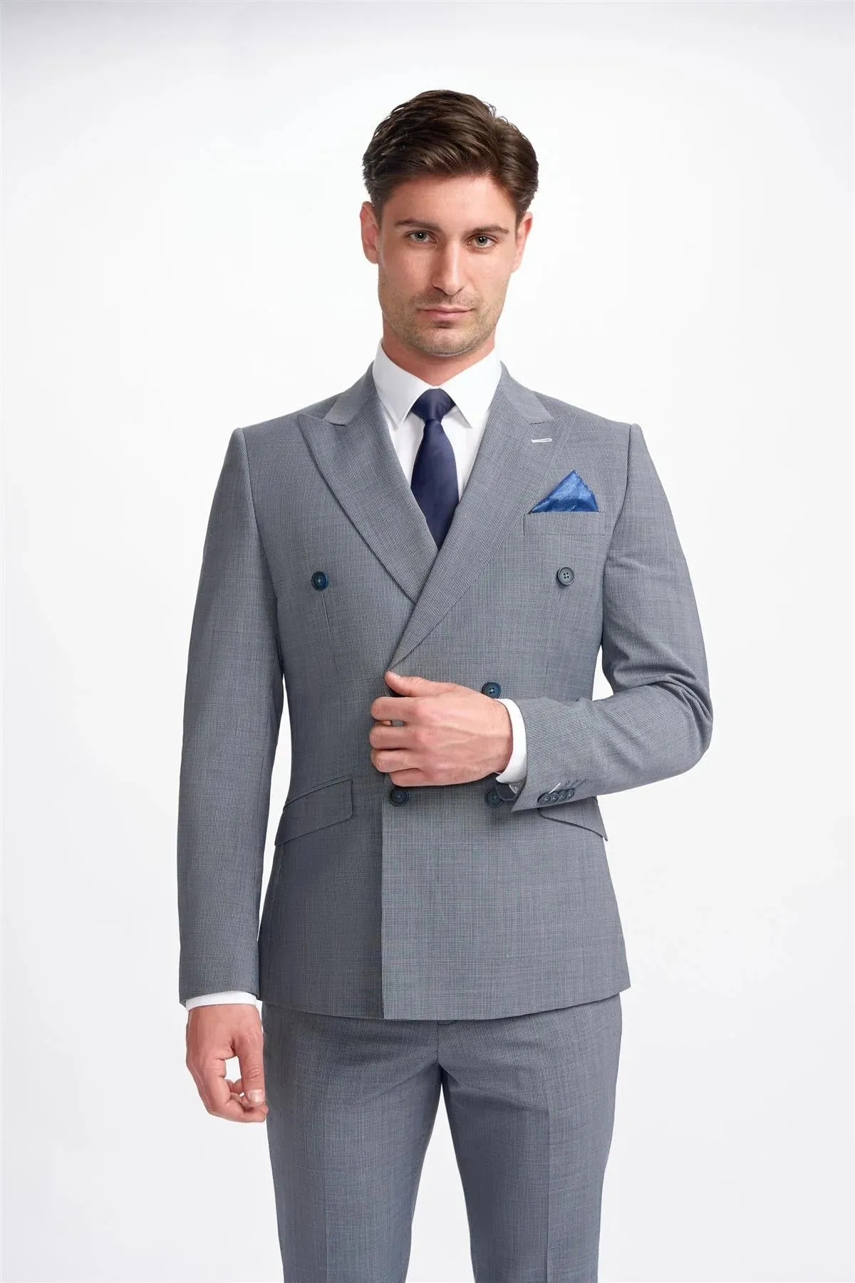 Bond - Men's Grey 2 Piece Double Breasted Suit