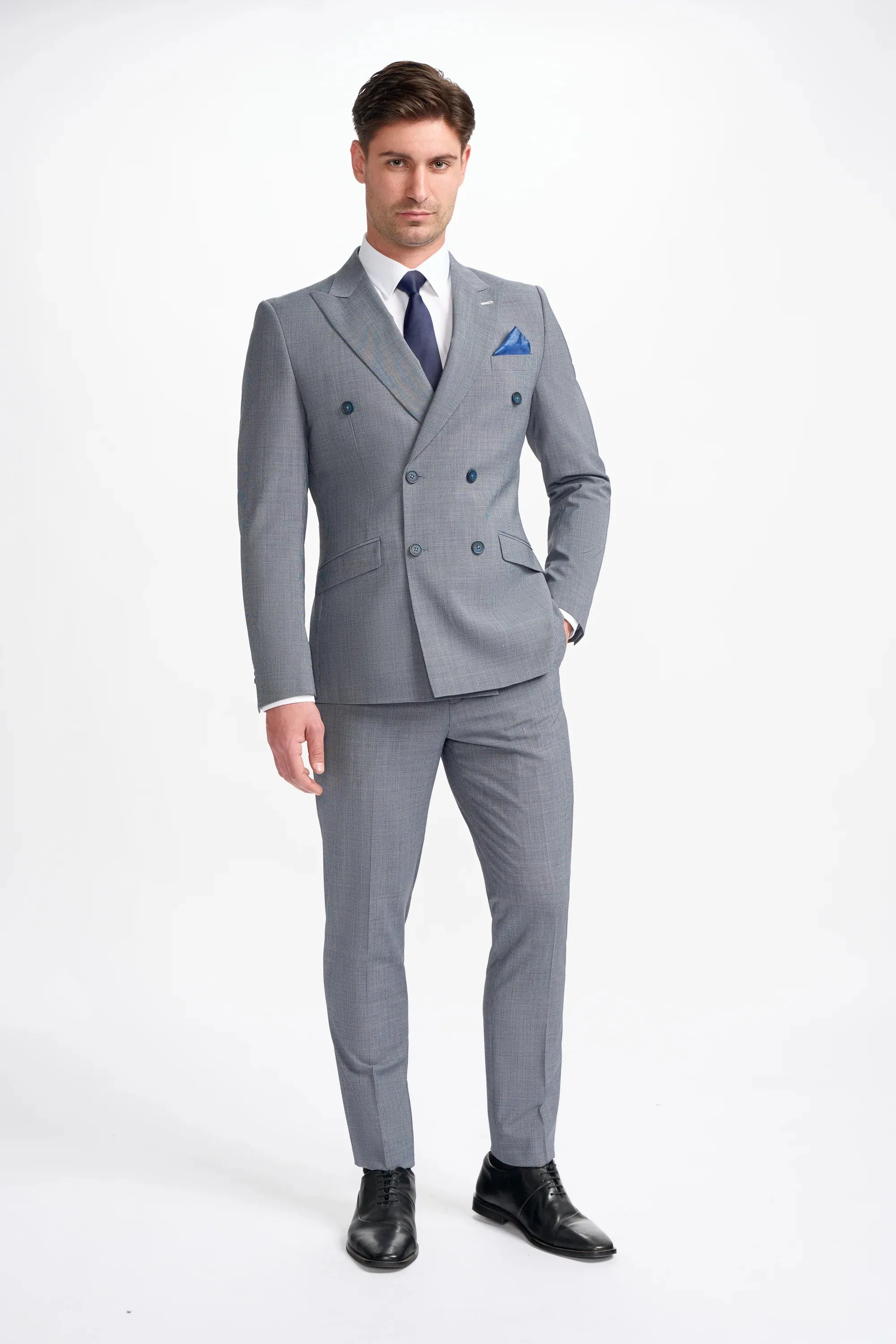 Bond - Men's Grey 2 Piece Double Breasted Suit