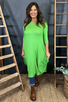 Boswin Seam Dress Green