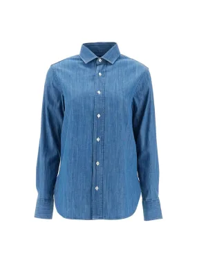 Boxy Chambray Button-Up Shirt