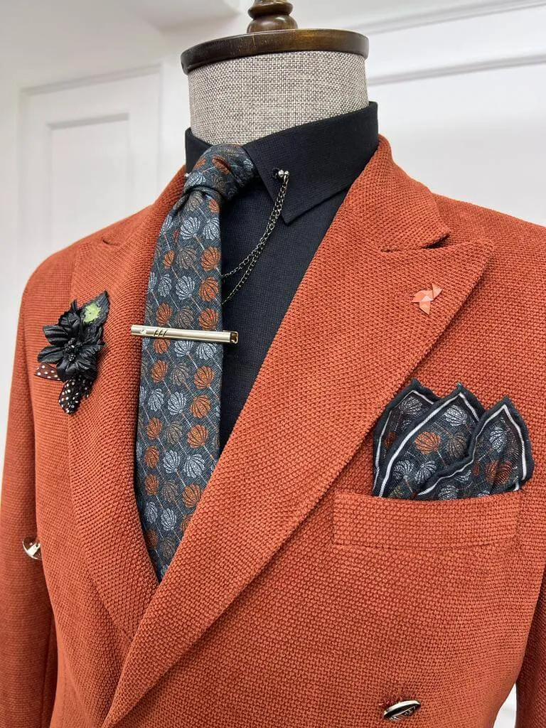 Brick Double Breasted Blazer