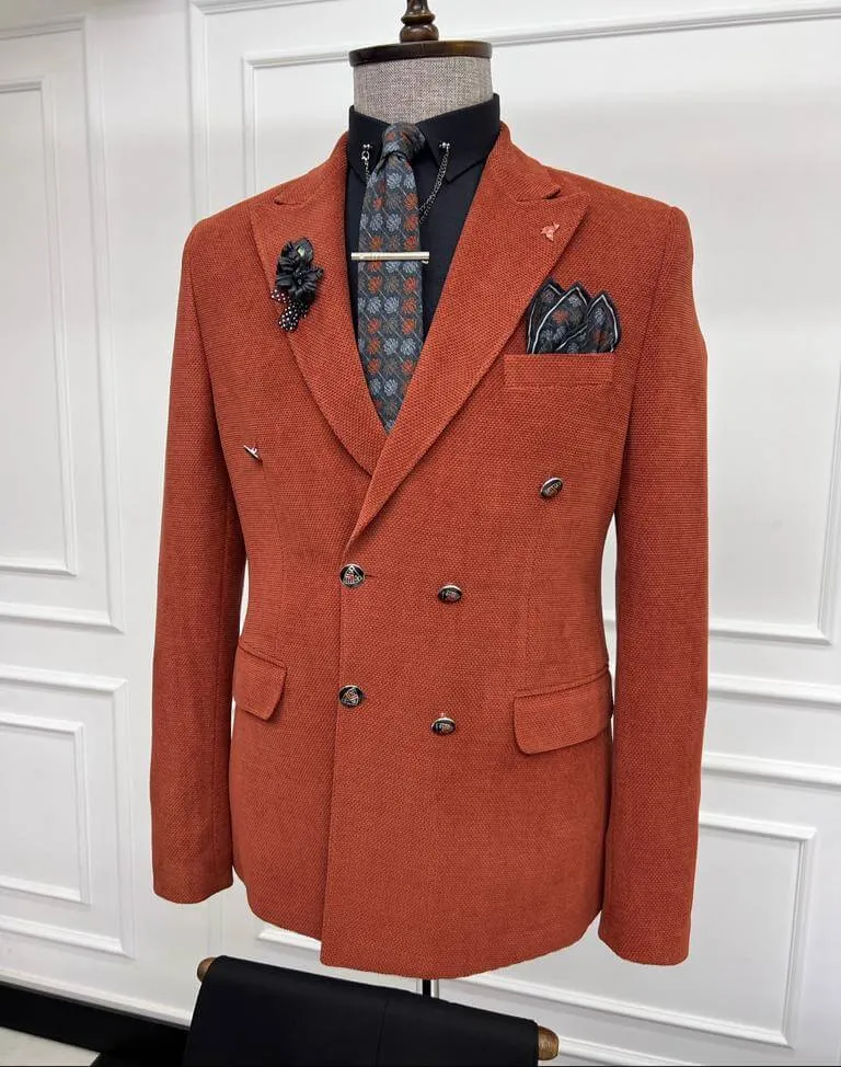 Brick Double Breasted Blazer