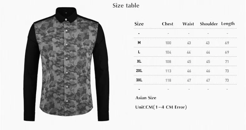 British Style Long Sleeve Camouflage Men Shirt