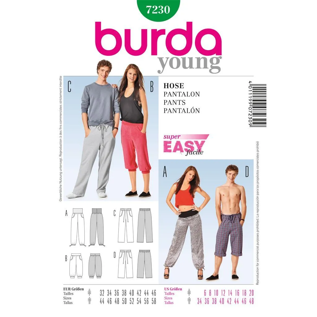 Burda Style B7230 Trousers Sewing Pattern