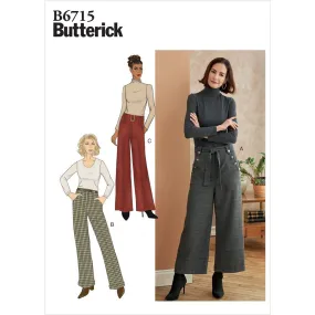 Butterick Pattern B6715 Misses' / Misses' Petite Pants, Sash & Belt