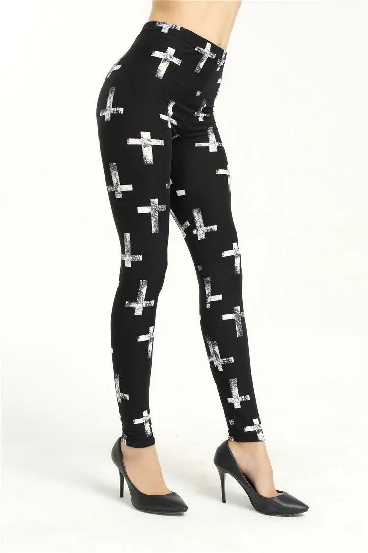 Camouflage Letters Printed Flower Brushed Milk Leggings