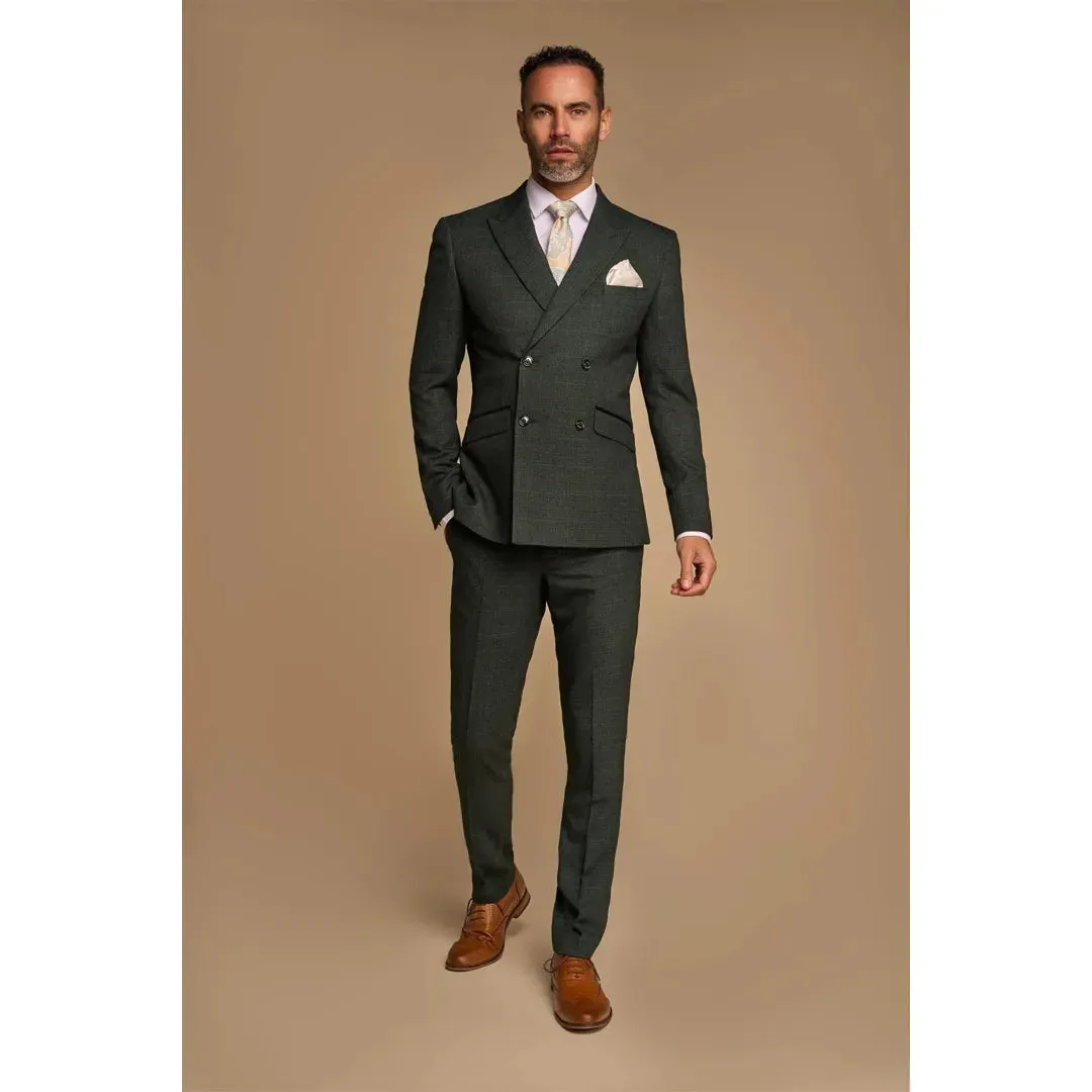 Caridi - Men's 2 Piece Olive Green Double Breasted Suit