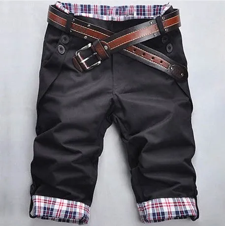 Chequered Men Mid-Length Pants Korean Casual Shorts