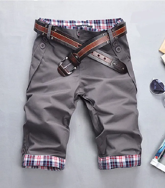 Chequered Men Mid-Length Pants Korean Casual Shorts