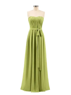 Chiffon Strapless Bridesmaid Gown with Sash-Clover Plus Size