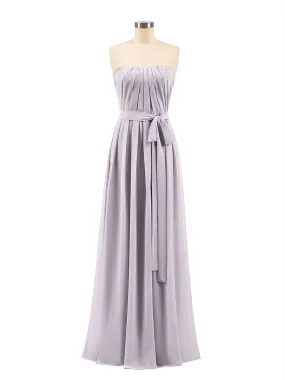 Chiffon Strapless Bridesmaid Gown with Sash-Dusk Plus Size