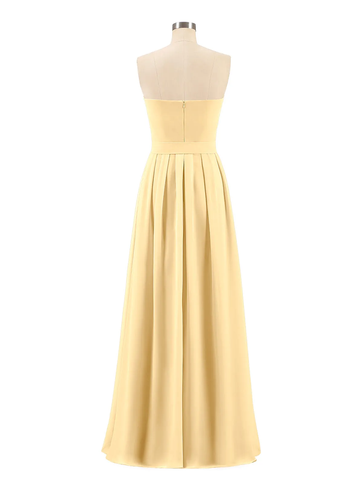 Chiffon Strapless Bridesmaid Gown with Sash-Gold Plus Size