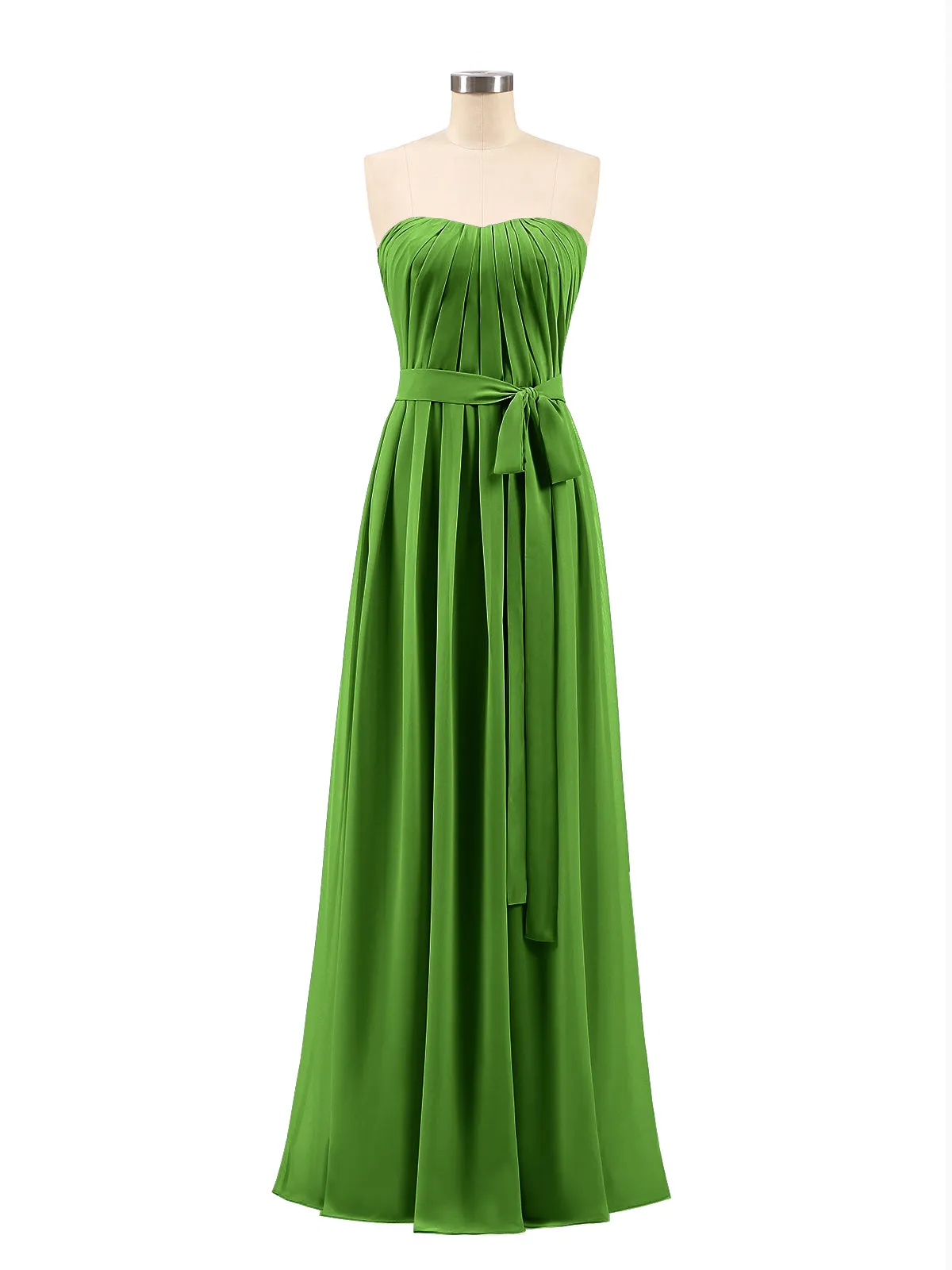 Chiffon Strapless Bridesmaid Gown with Sash-Moss