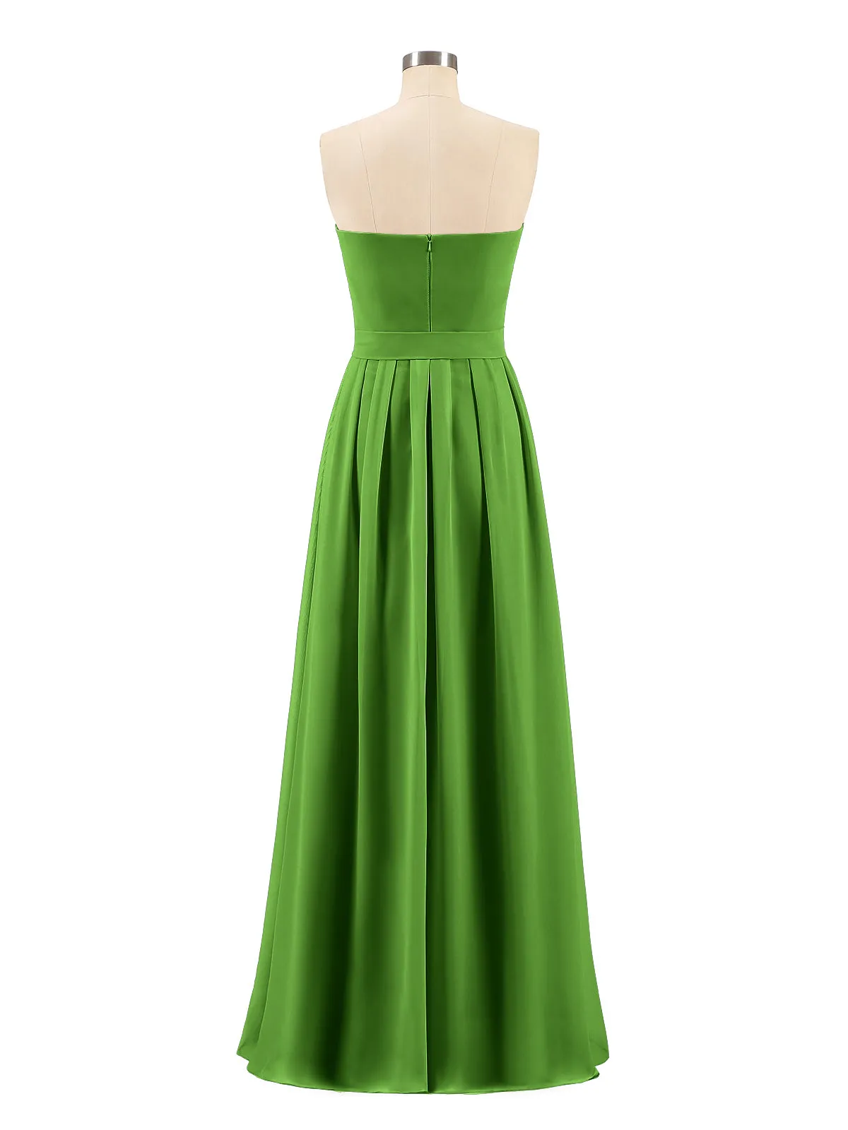 Chiffon Strapless Bridesmaid Gown with Sash-Moss