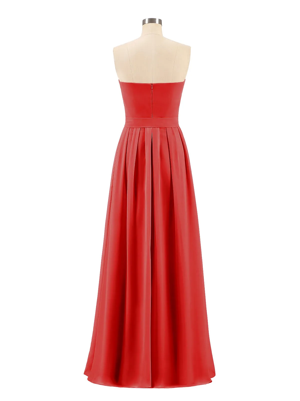 Chiffon Strapless Bridesmaid Gown with Sash-Red