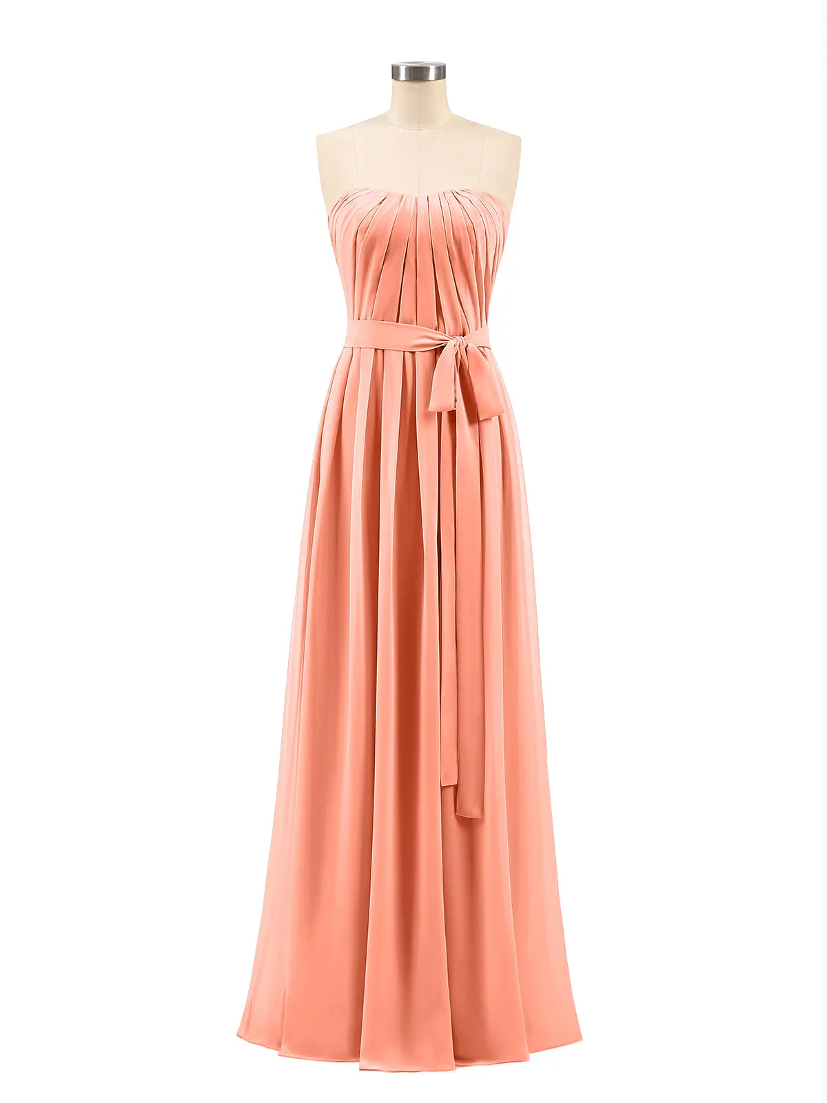 Chiffon Strapless Bridesmaid Gown with Sash-Sunset