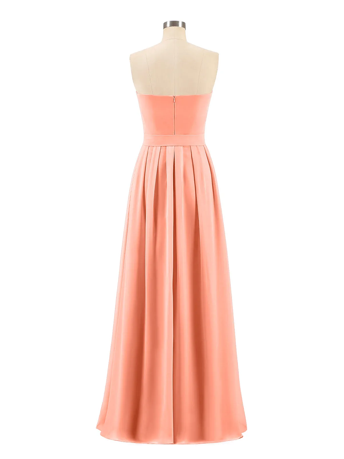 Chiffon Strapless Bridesmaid Gown with Sash-Sunset