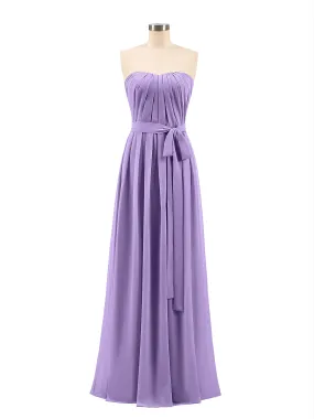 Chiffon Strapless Bridesmaid Gown with Sash-Tahiti Plus Size