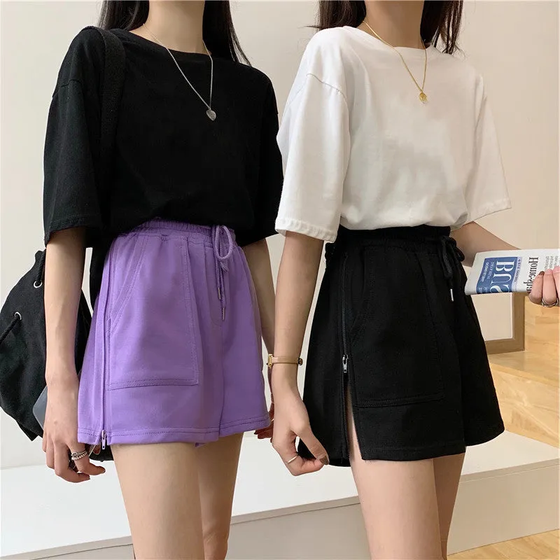 Cotton Pants Summer Korean High Waist Loose Casual Women Wide Leg Outdoor Shorts