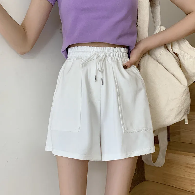 Cotton Pants Summer Korean High Waist Loose Casual Women Wide Leg Outdoor Shorts