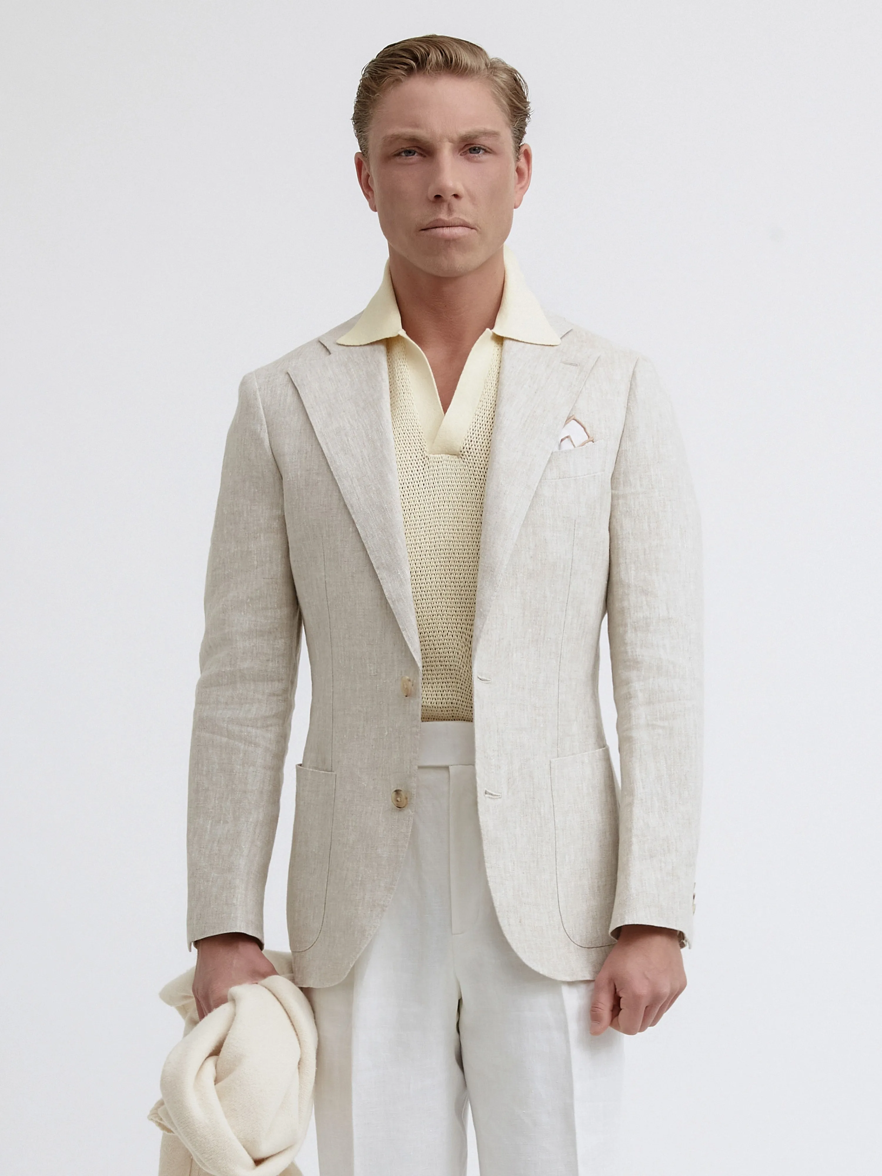 Cream Beige Linen Jacket (SB)