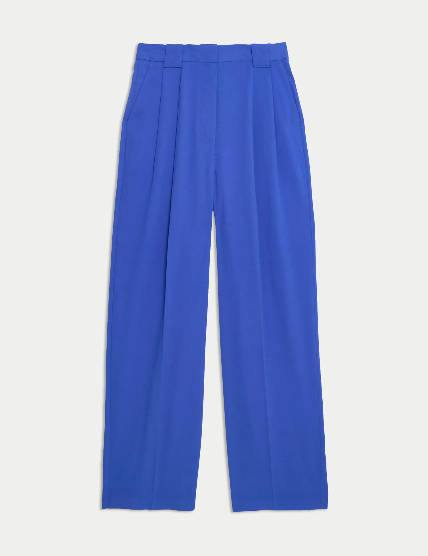 Crepe Pleat Front Straight Leg Trousers