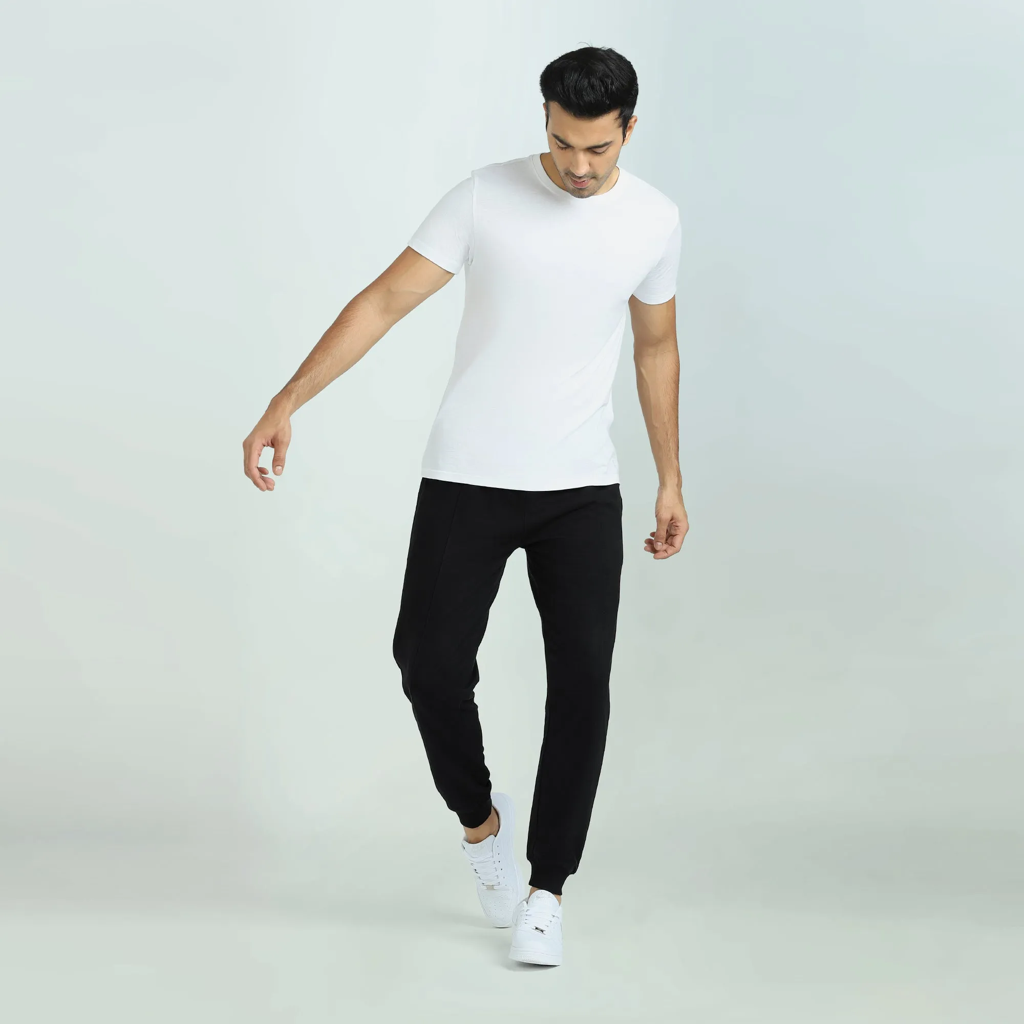 Cruze French Terry Cotton Joggers Pitch Black