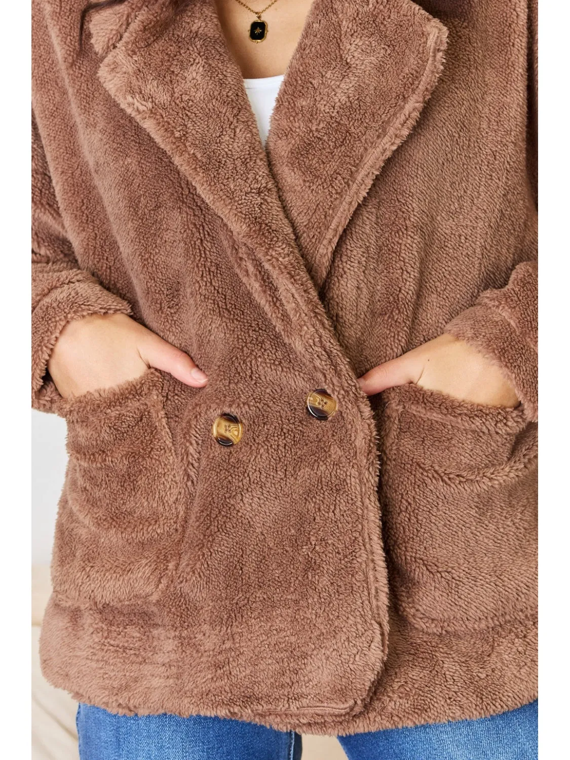 Culture Code Double Breasted Fuzzy Coat