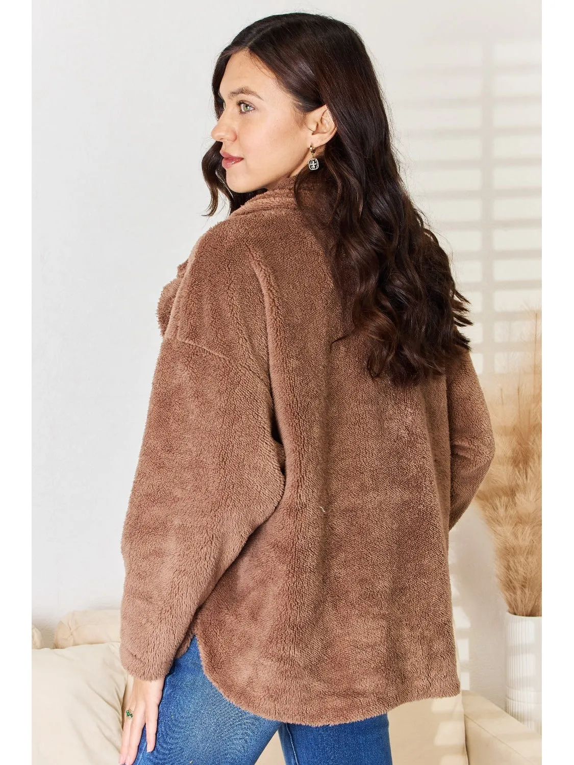 Culture Code Double Breasted Fuzzy Coat