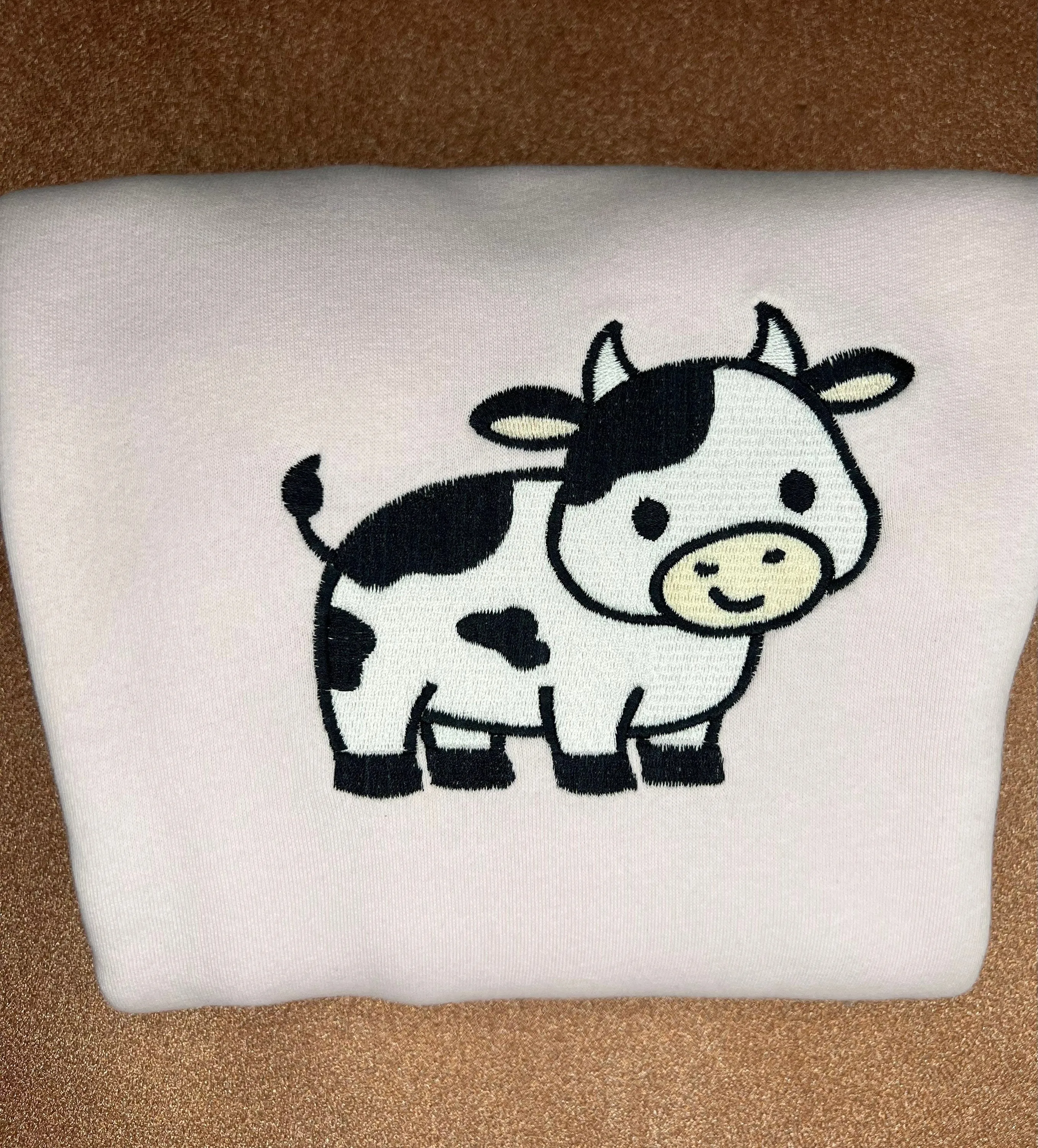 Cute Cow Embroidered Sweatshirt | Embroidered Sweatshirts