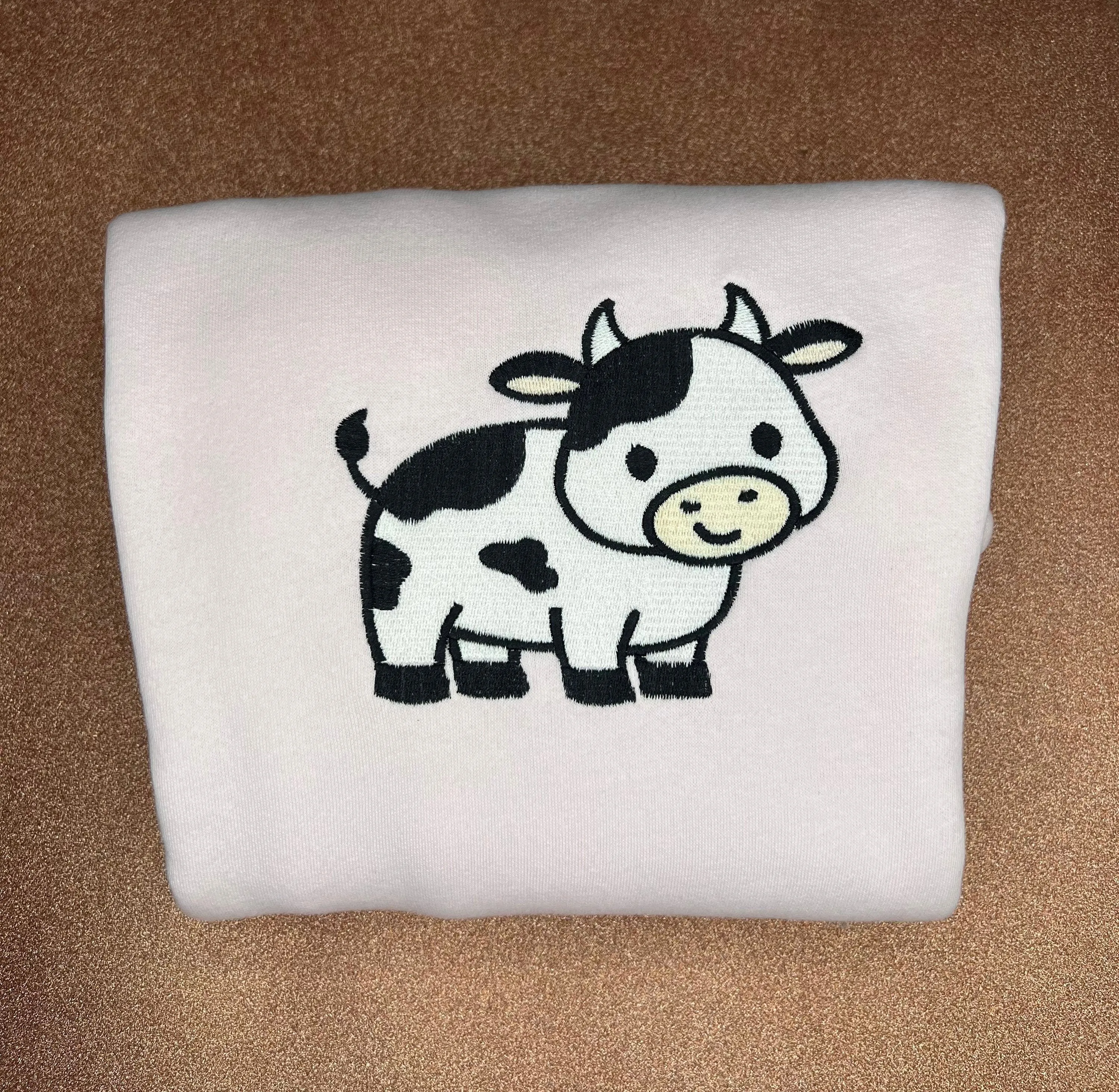 Cute Cow Embroidered Sweatshirt | Embroidered Sweatshirts