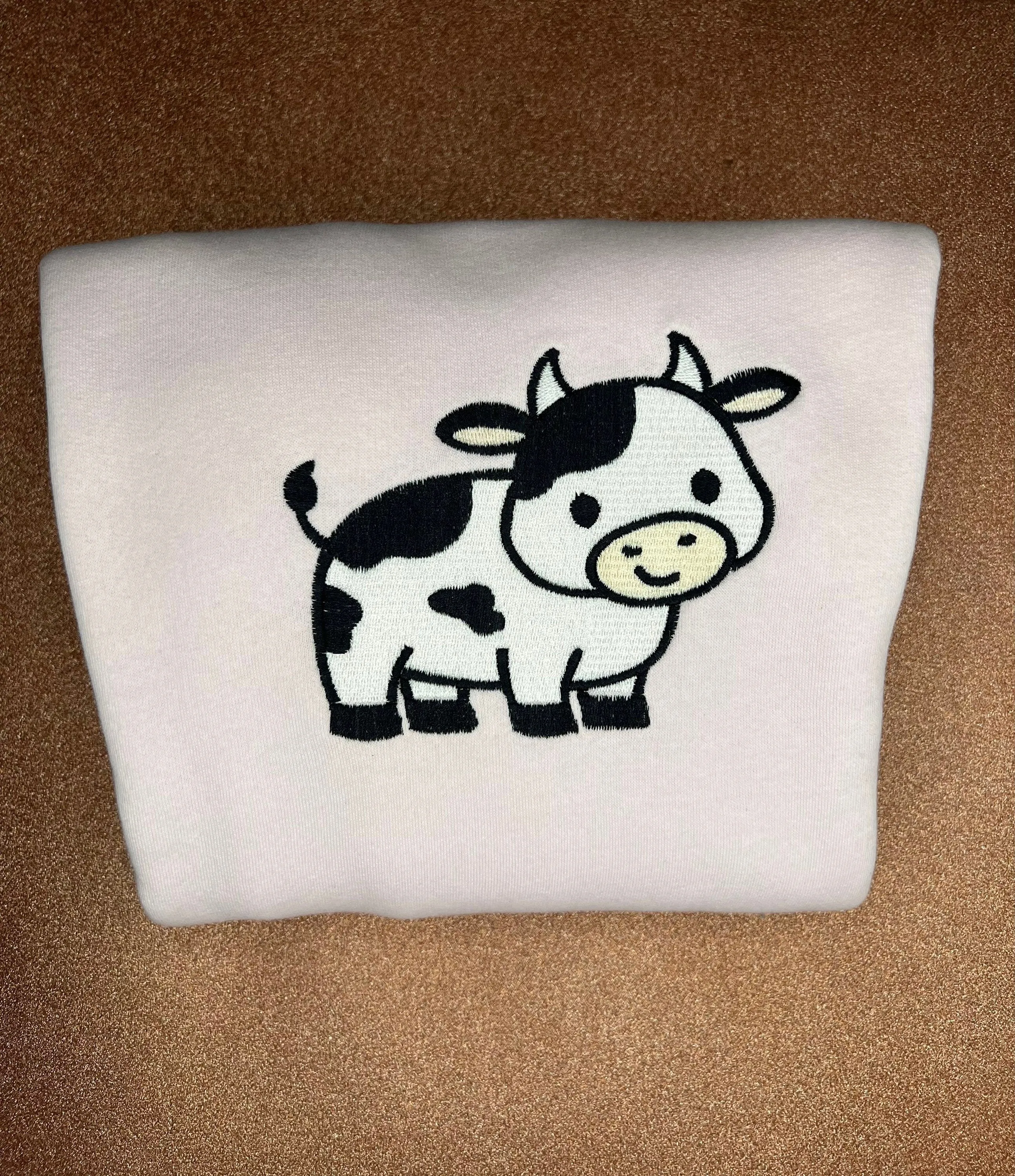 Cute Cow Embroidered Sweatshirt | Embroidered Sweatshirts