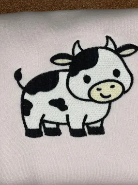 Cute Cow Embroidered Sweatshirt | Embroidered Sweatshirts