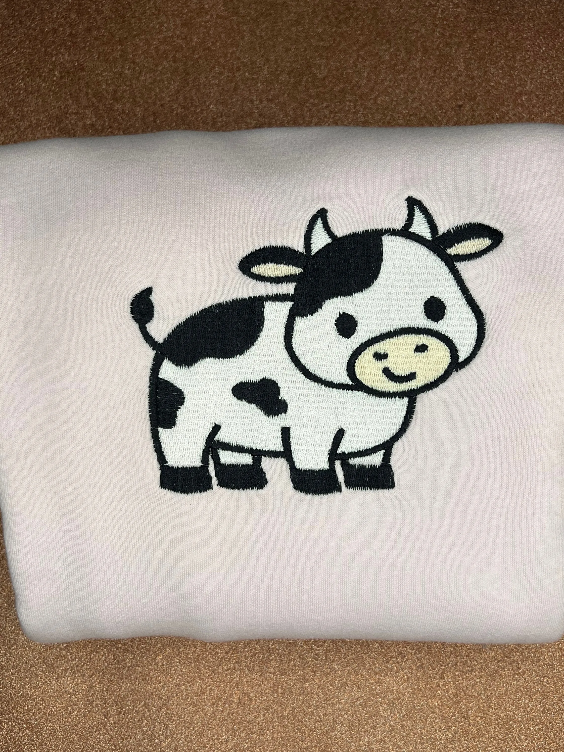 Cute Cow Embroidered Sweatshirt | Embroidered Sweatshirts